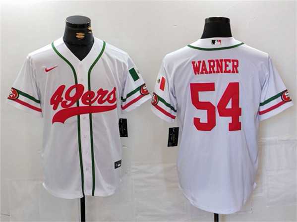 Men%27s San Francisco 49ers #54 Fred Warner White With Patch Cool Base Stitched Baseball Jersey->san francisco 49ers->NFL Jersey